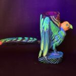 CΓ³ndor Pipe by Betson Macawashi, Hand Carved Palo Sangre Wood Tobacco Pipe for Shamanic Ceremony. Painted by Franz Joao Rengifo an ayahuasca visionary. Made in Pucallpa, Peru